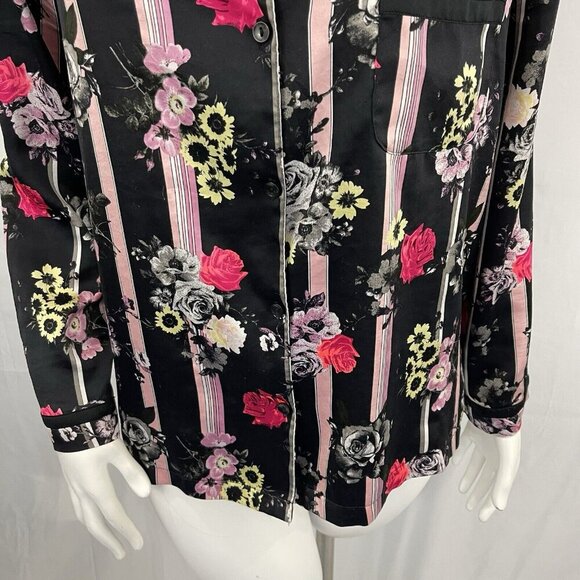 Victoria's Secret Women's Floral Satin Pj Pajama Set Shirt Pants Sz Medium Black - Picture 4 of 15